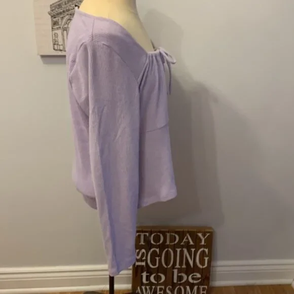 No Boundaries Ribbed Lilac Long Sleeve Top - Picture 3 of 8